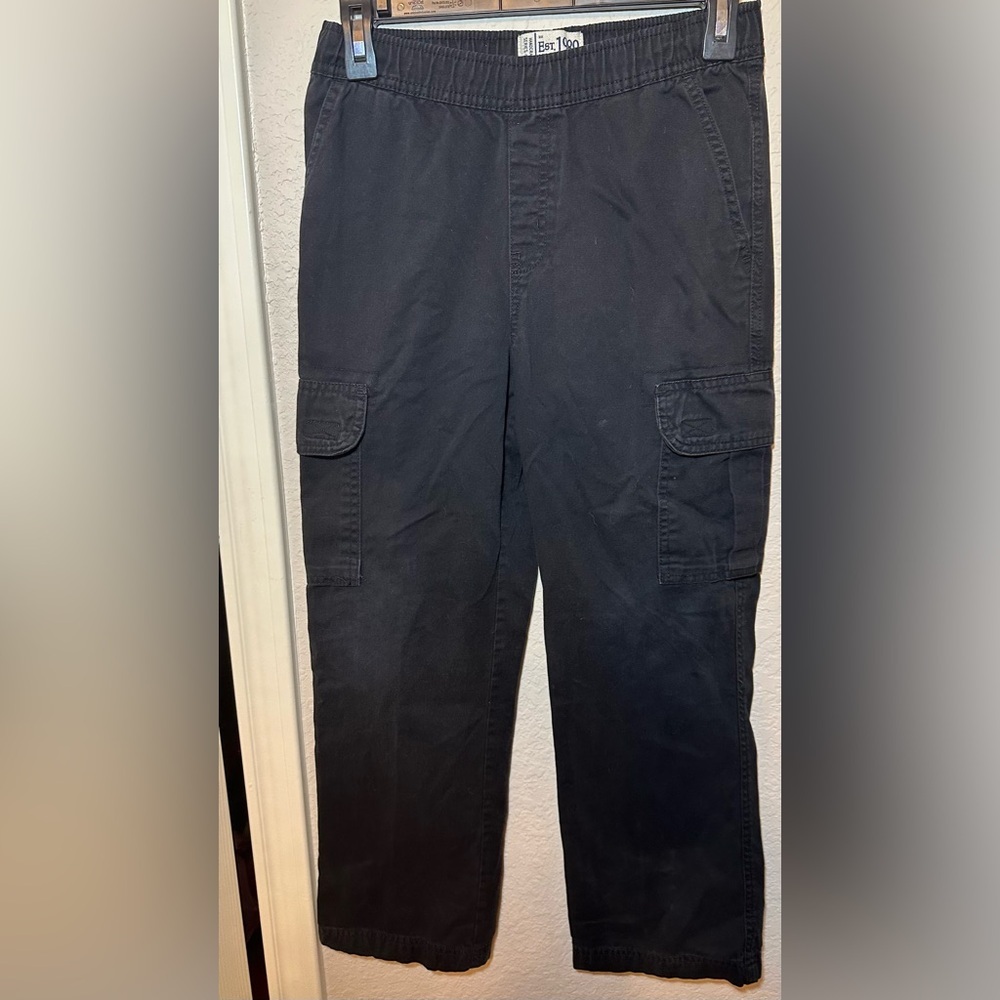 Boy’s Relaxed Fit Black Cargo Pants with Straight Leg from The Children’s Place​
